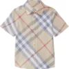 Burberry Kids Owen Check Short Sleeve Button Down Shirt (Little Kid/Big Kid) | Shirts & Tops